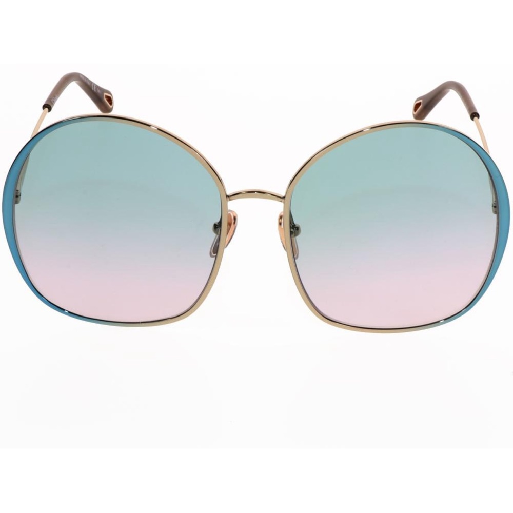 COPY - CHLOE IRENE SILVER BLUE GRADIENT OVERSIZED ROUND SUNGLASSES CH0014S - Picture 5 of 5